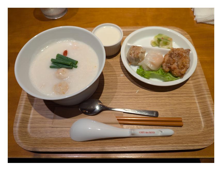 ランチセット（お粥＋副菜＋杏仁豆腐）